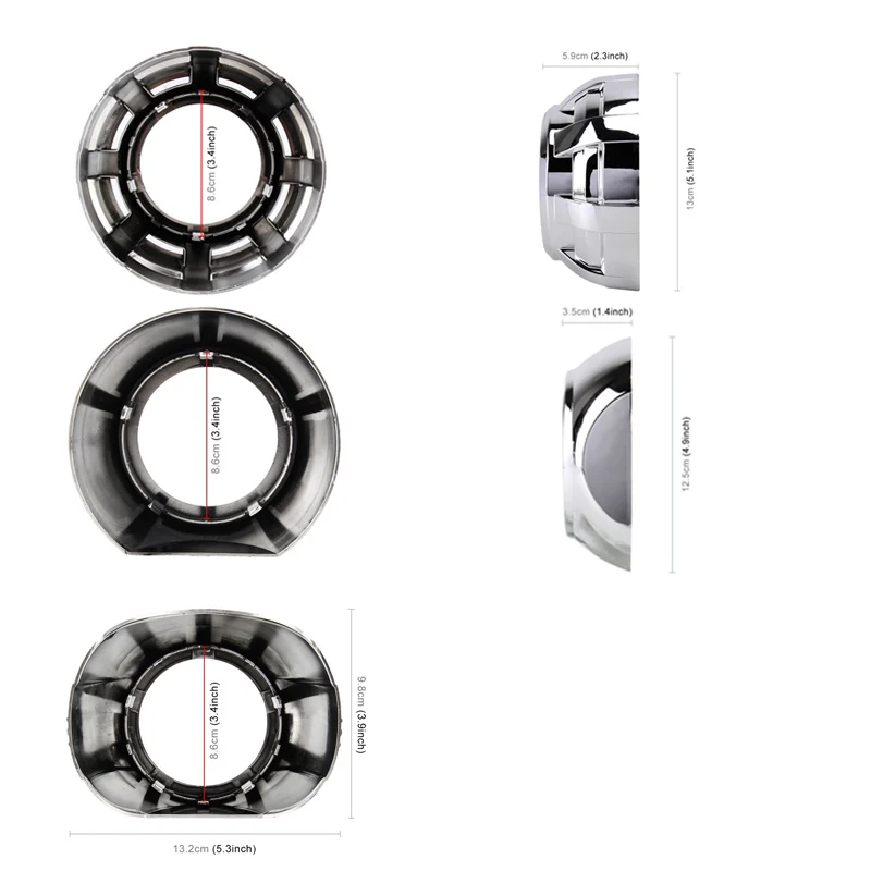 Color: Yellow - SANVI 2.5INCHES 3INCHES BI XENON/LED Projector lens mask  shrouds Car light accessories