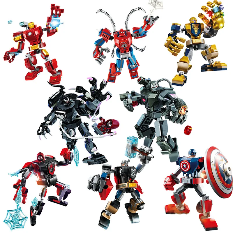 Color: GRAY, Size: S - 28cm Marvel anime, Avengers, Captain America, Iron Man: 120PCS/piece building block toy, birthday gift for children