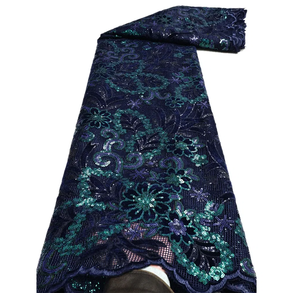 Color: pink, length: 5 yards, Width: 120cm - African Velvet Lace Fabric, High Quality Elegant Nigerian Wedding Sequins Lace Fabrics 5 Yards Laser Cutting French Tulle Laces