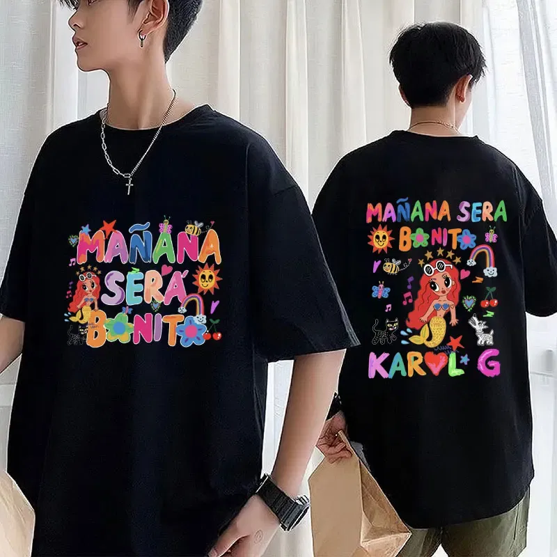 Color: Green, Size: L - Limted Karol G Manana Sera Bonito T Shirts Fashion Harajuku Hip Hop T-Shirt Unisex Casual Breathable Cotton Oversized Tee Shirt
