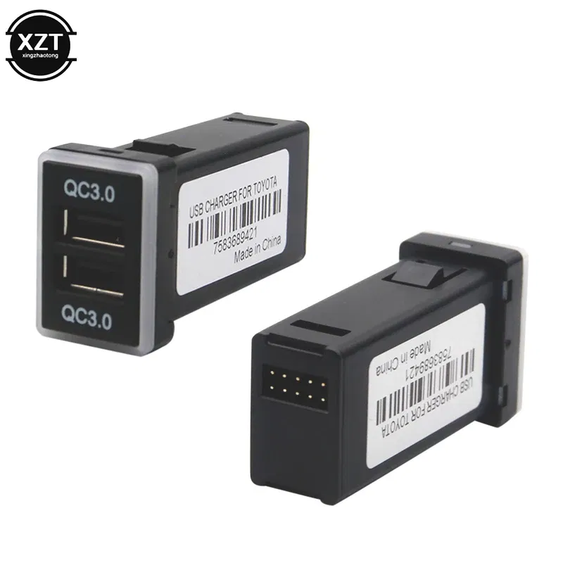 Color Name: Black - New QC3.0 Quickcharge Car Charger Car Accessories Double USB Phone PDA DVR Adapter Plug & Play Cable For Toyota Series Cars