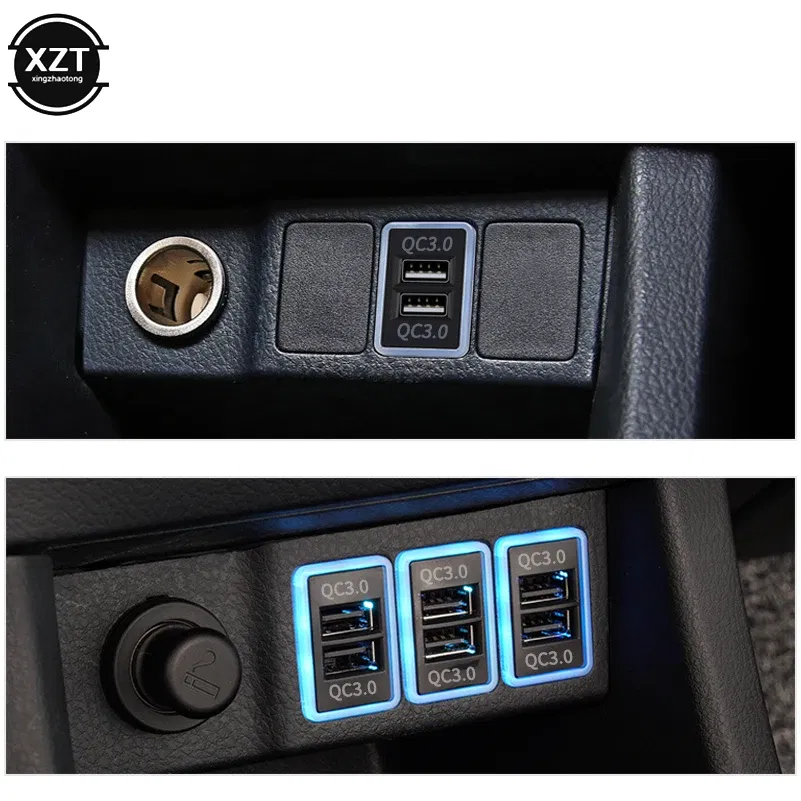 Color Name: Black - New QC3.0 Quickcharge Car Charger Car Accessories Double USB Phone PDA DVR Adapter Plug & Play Cable For Toyota Series Cars