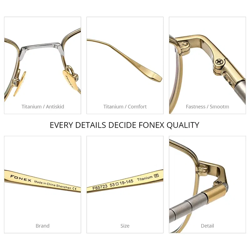 FONEX Titanium Glasses Frame Men New Brand Design Retro Vintage Square Eyeglasses Ultralight Japanese High Quality Eyewear 85723