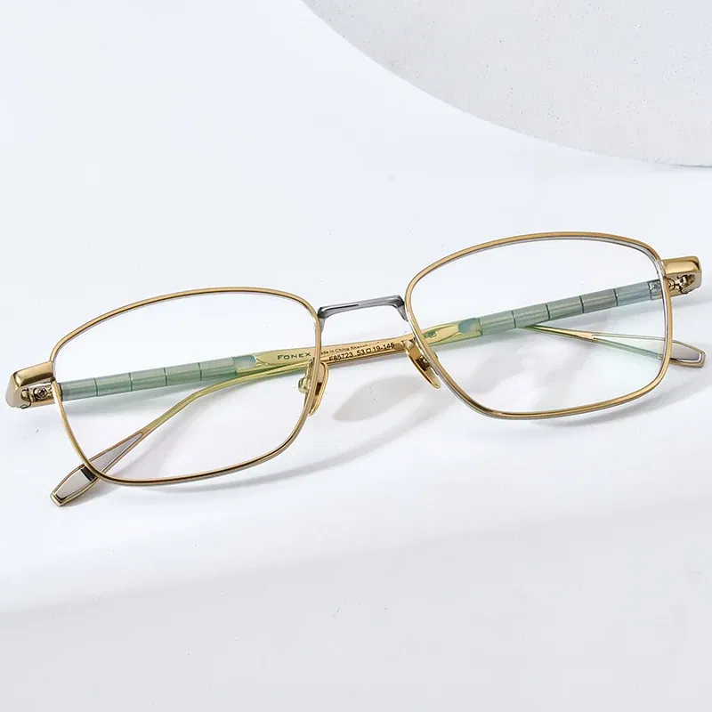 FONEX Titanium Glasses Frame Men New Brand Design Retro Vintage Square Eyeglasses Ultralight Japanese High Quality Eyewear 85723