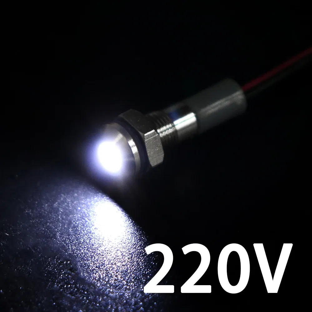 Color: Lavender - 1PC IP65 6mm LED Waterproof Metal Indicator Light Signal Lamp With Wire 5V 12V 24V 220V Red/Yellow/Blue/Green/White Metal Button