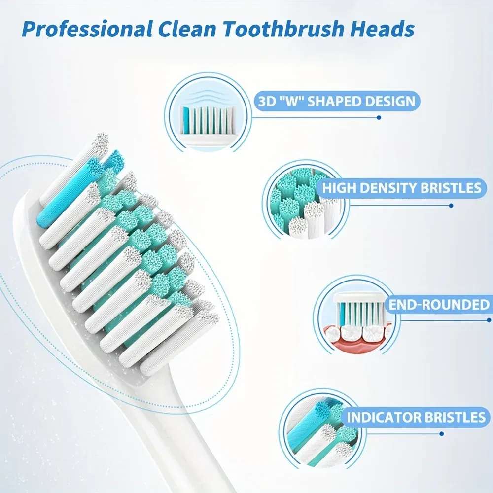 Color: Blue - Electric toothbrush replacement head, Philips Sonicare toothbrush head, sonic vibration cleaning toothbrush head
