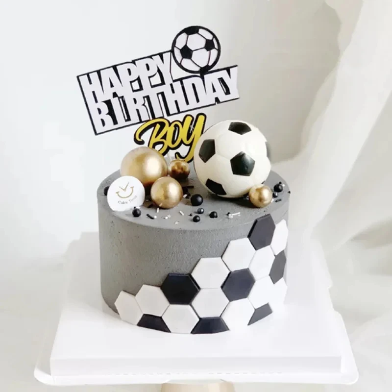 Color: DEEP BLUE - Soccer Cake Decorations Soccer Birthday Party Supplies Soccer Ball Cupcake Topper