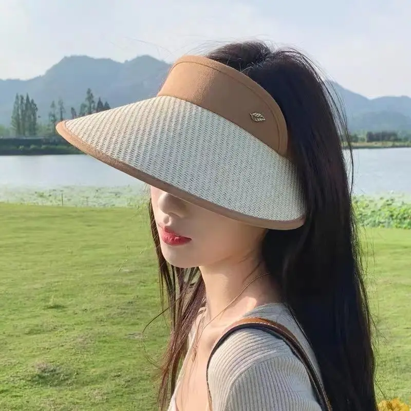 Color: Black, Size: One Size - UV Protection Sun Hat Quick Drying Hat Summer Sports Tennis Golf Empty Top Hat Adjustable Men Women Hat Straw Hat