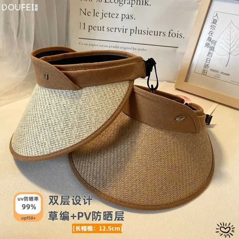 Color: Black, Size: One Size - UV Protection Sun Hat Quick Drying Hat Summer Sports Tennis Golf Empty Top Hat Adjustable Men Women Hat Straw Hat