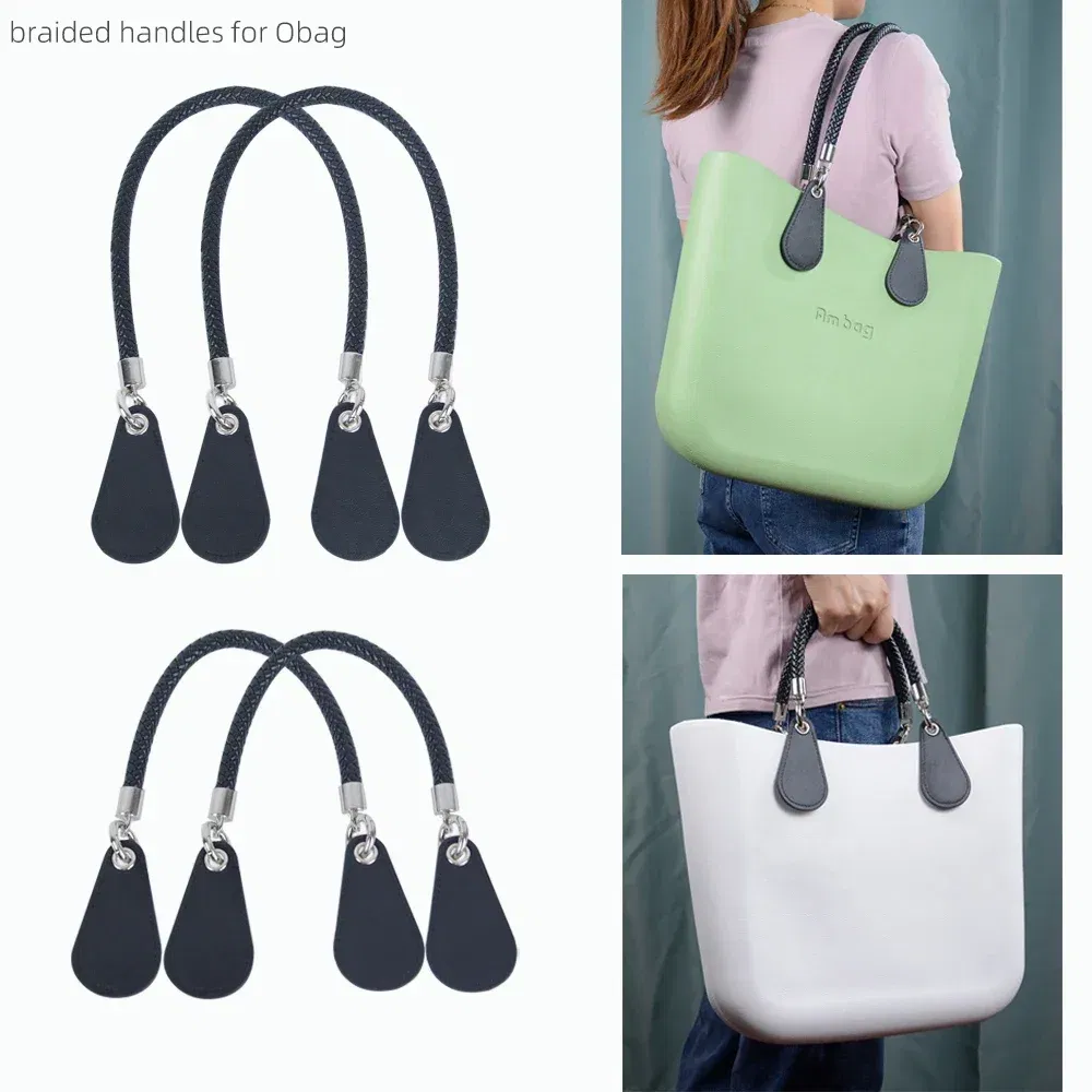 Color: Dark Khaki, Ships From: CHINA - 2025 Obag PU Woven braided leather Rope Handles strap belt for O Bag accessoires Tote Bag  Women's Bag Accessories