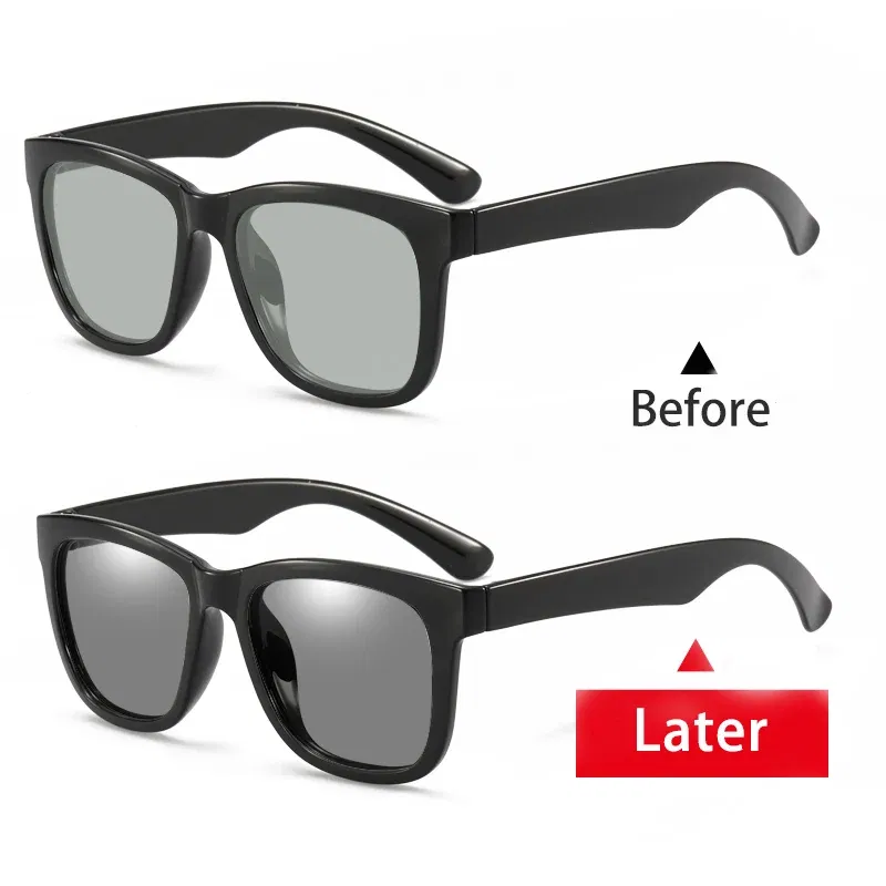 Lenses Color: PURPLE, Frame Color: Black Green - Myopia Photochromic Sunglasses Diopter Polarized Driving Goggle Men Chameleon Change Color transition Prescription Sun Glasses