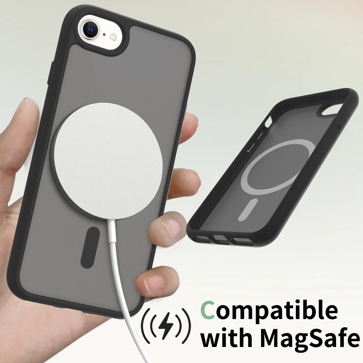 Color: black, Compatible-Phone Models: For iPhone 13 Mini - Non Yellowing Case For iPhone SE 2022 2020 8 16 Pro Max 15 Plus 14 13 Mini 12 11 Magsafe Mag Safe Matte Black Magnet Phone Cover