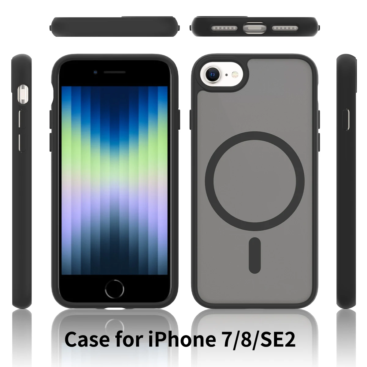 Color: black, Compatible-Phone Models: For iPhone 13 Mini - Non Yellowing Case For iPhone SE 2022 2020 8 16 Pro Max 15 Plus 14 13 Mini 12 11 Magsafe Mag Safe Matte Black Magnet Phone Cover