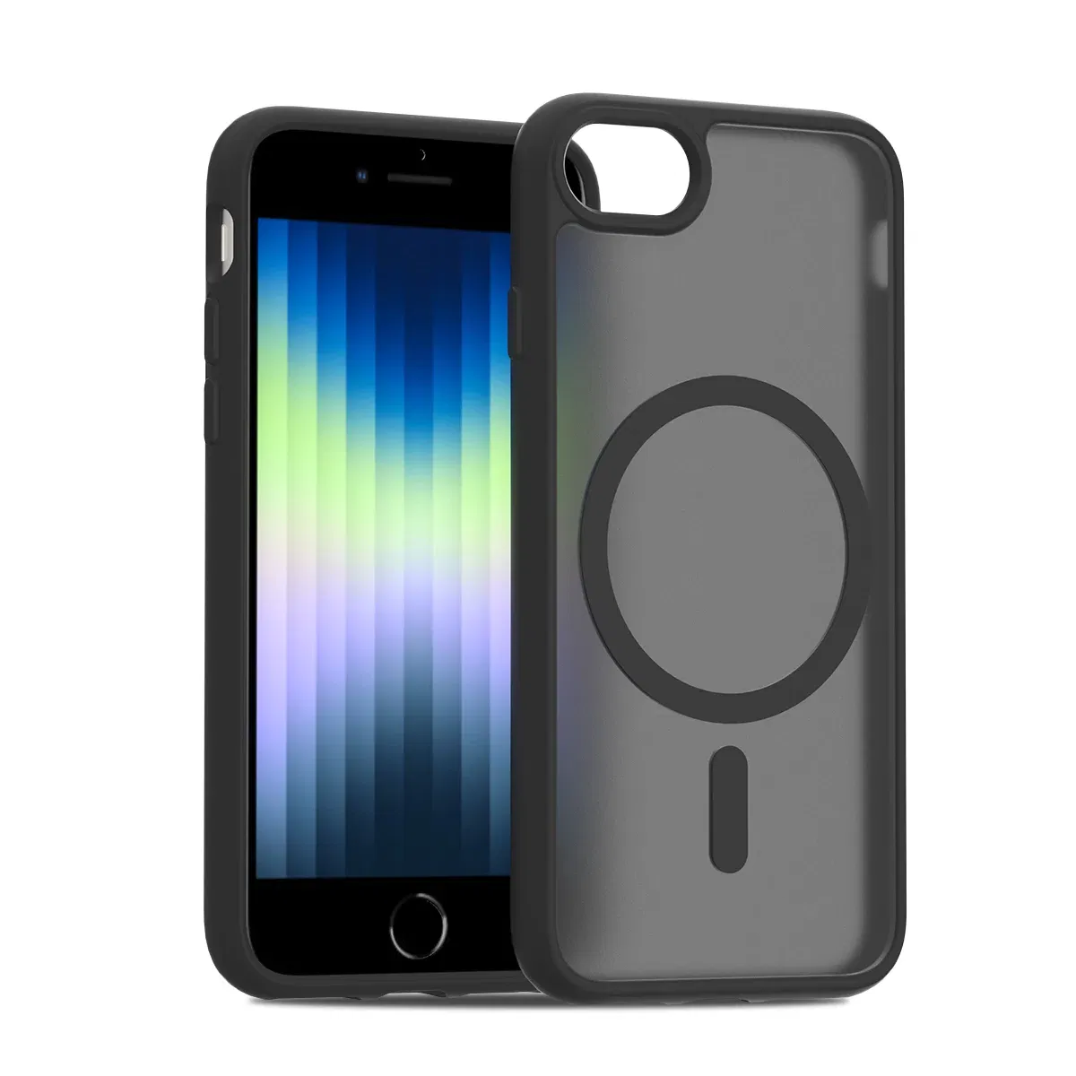 Color: black, Compatible-Phone Models: For iPhone 13 Mini - Non Yellowing Case For iPhone SE 2022 2020 8 16 Pro Max 15 Plus 14 13 Mini 12 11 Magsafe Mag Safe Matte Black Magnet Phone Cover