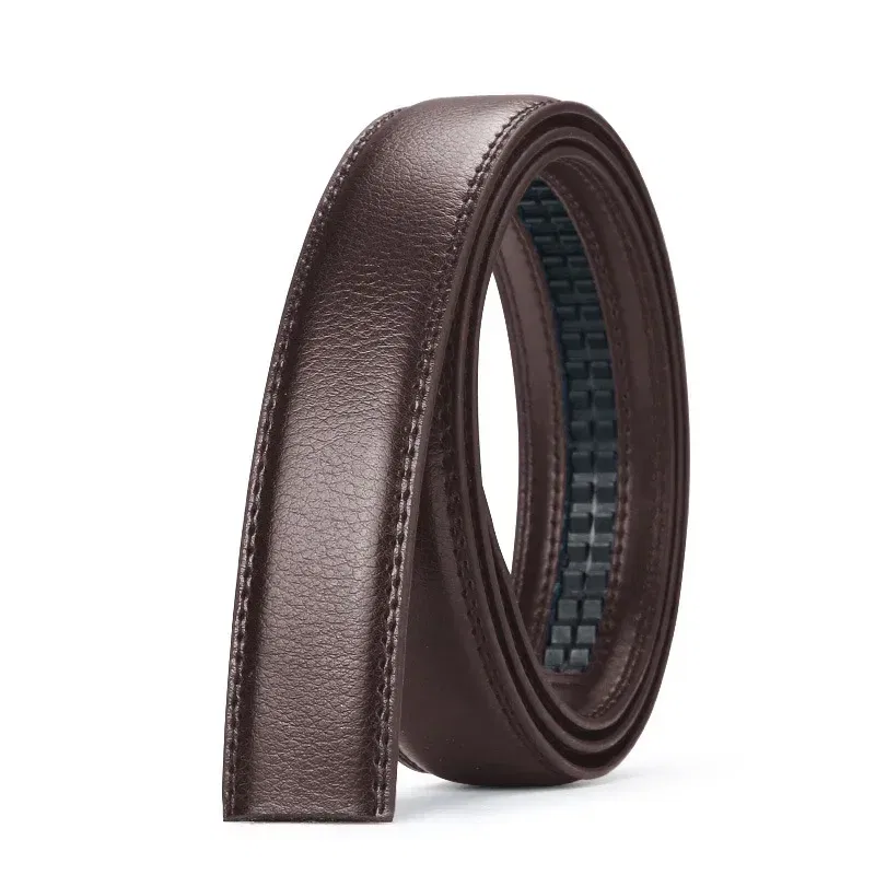 Color: Dark Brown, Belt Length: 140cm - Men No Buckle 3.5cm Wide 130 140 150 160 170 cm Large Plus Size Belt Straps No Buckle for Automatic Buckle Genuine Leather Belts