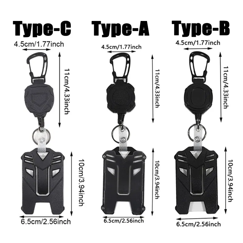 Color: black - ID Card Holder Bus Card Cover Case Badge Reel Clip Badge Clip Heavy Duty Badge Clip Retractable Badge Holder ID Badge Holder