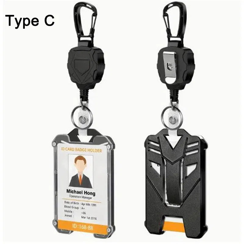 Color: black - ID Card Holder Bus Card Cover Case Badge Reel Clip Badge Clip Heavy Duty Badge Clip Retractable Badge Holder ID Badge Holder
