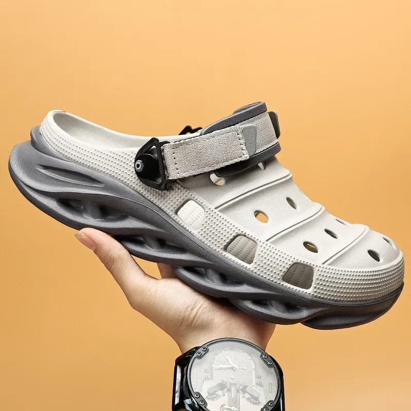 Color: Clear, Shoe Size: 45 - Fashion Garden Shoes Men's Clogs Slippers Sandal Flat Camouflage Sandals Male Sneakers Outdoor Flip Flops Home Clogs