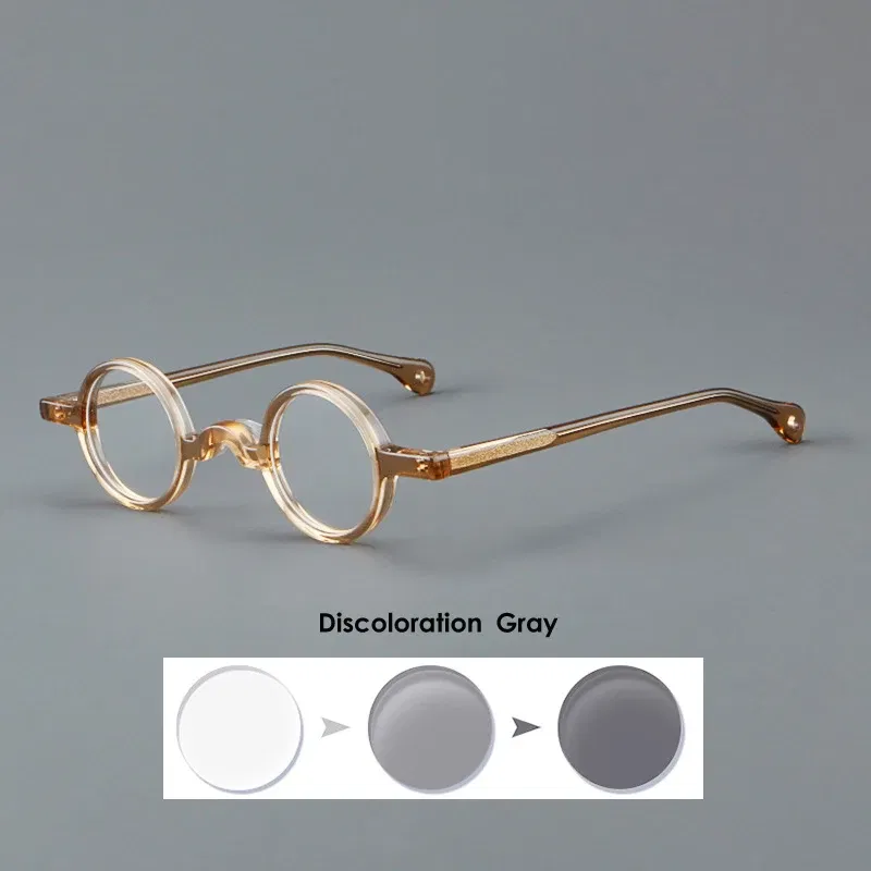 Frame Color: green, Eye Prescription: +300 - VCKA Photochromic Acetate Myopia Glasses Men Retro Small Round Frames Women Custom prescription Anti-Blue  Eyewear -0.5 TO -10