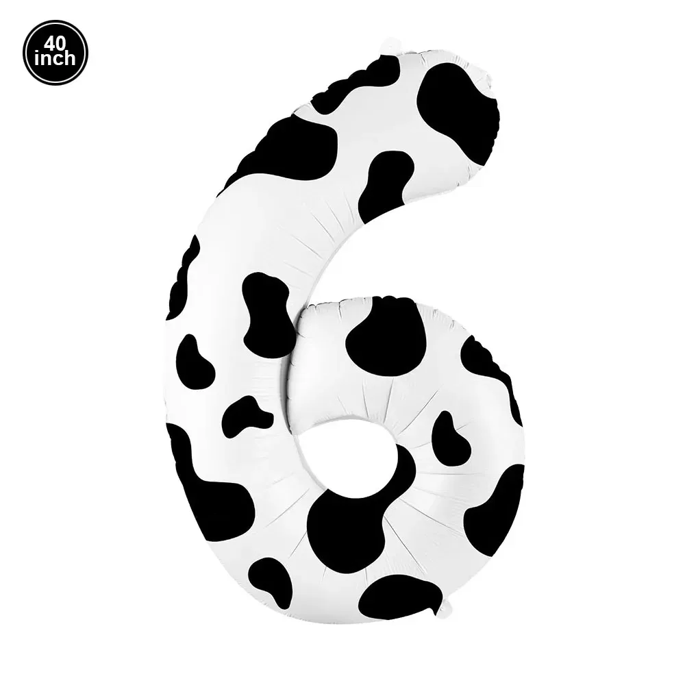 Color: Gold - Cow Party Supplies Standing Cow Balloon 40inch Number Balloon Cow Print Latex Balloon Children's Farm Birthday Party Decoration