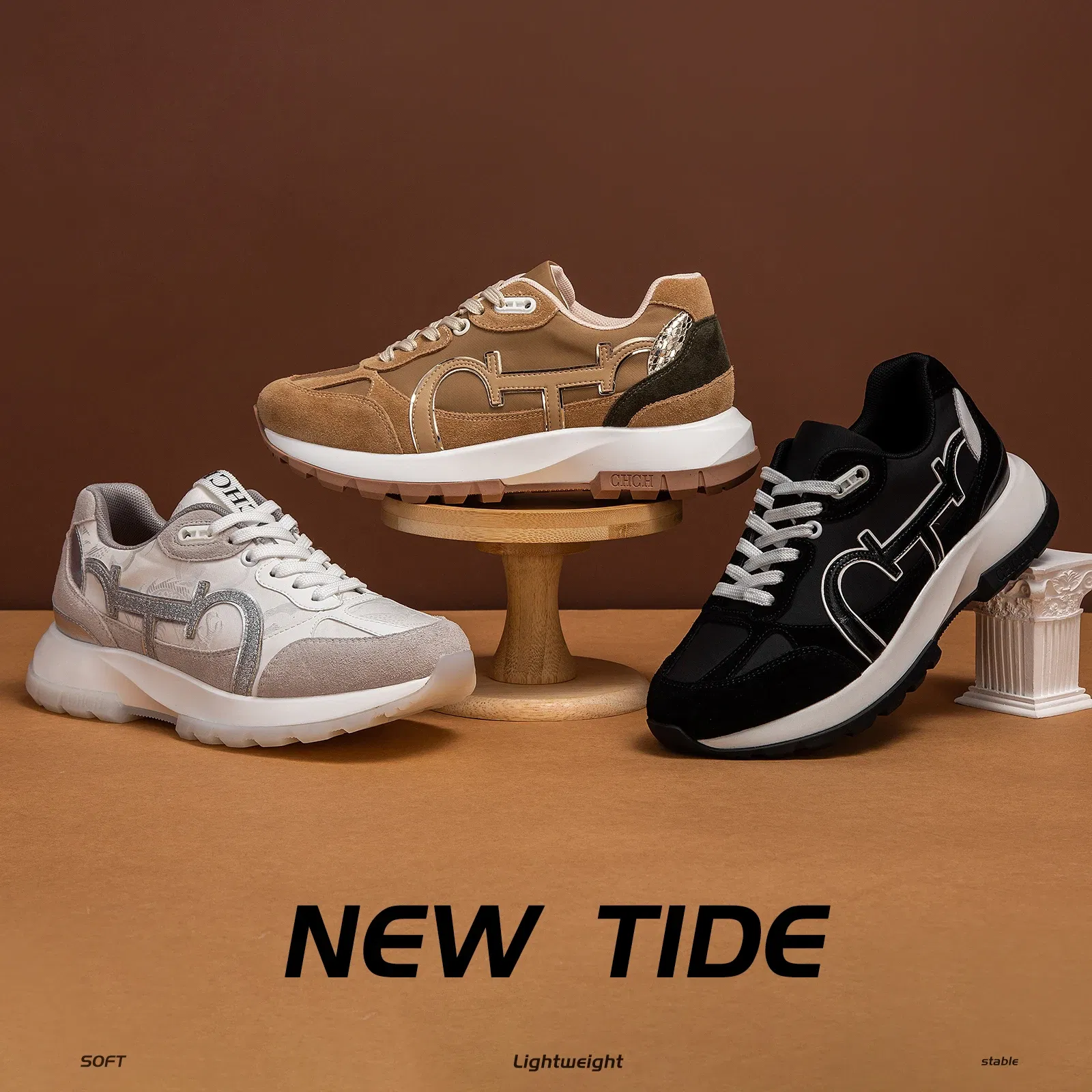 Color: Beige, Shoe Size: 37 - Women's Shoes Niche Design Balance Shoes Technology Versatile Splicing Ladies Shoes Fashion Classic Casual Female Sports Shoes