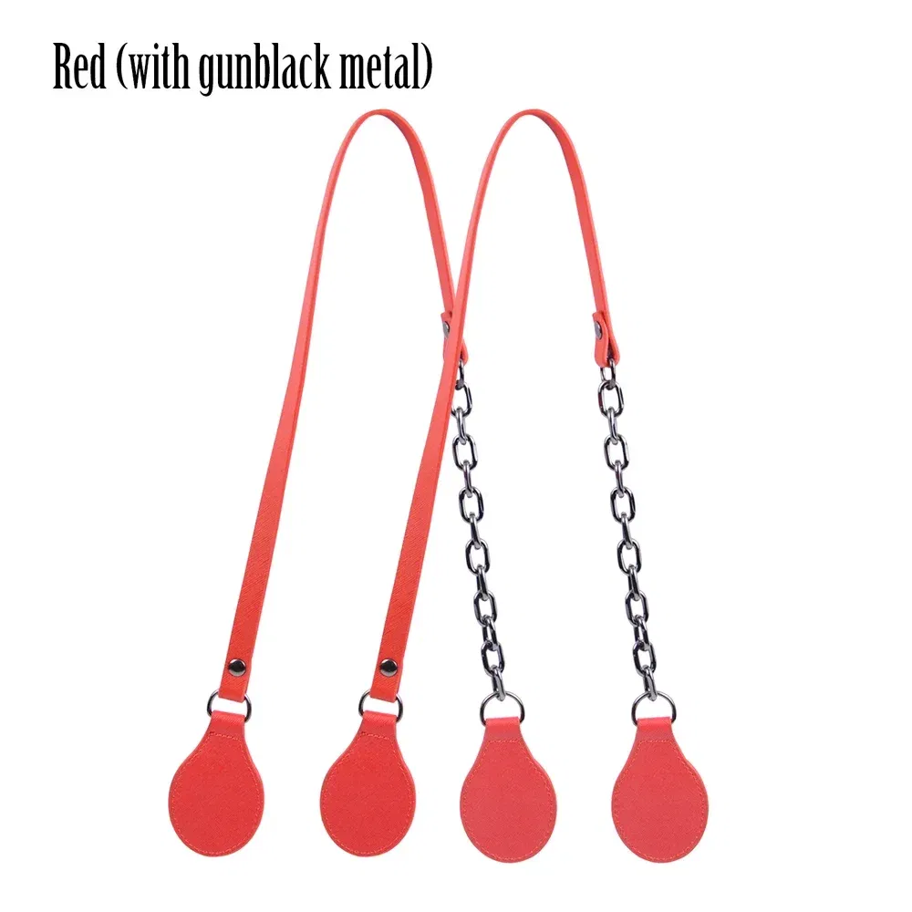 Color: green, Ships From: CHINA - Tanqu New Arrival Long Edge Painting Handles Faux Leather Flat PU Belt and Drops with Thicken Shiny Chain for OBag for EVA O Bag