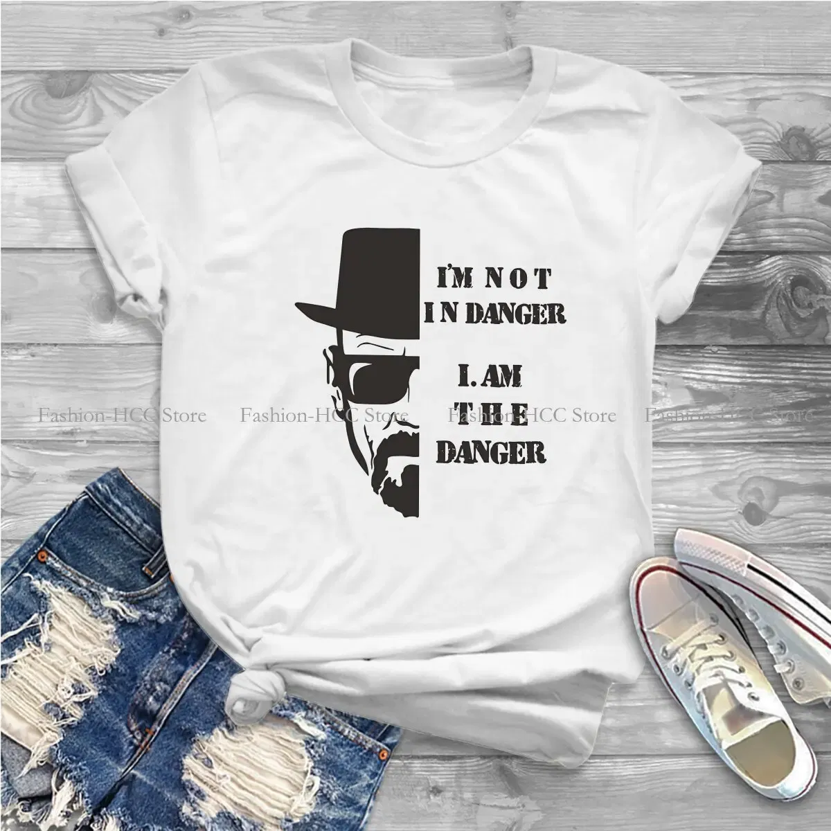 Color: WHITE, Size: S - I Am Not In Danger I Am The Danger Hip Hop TShirt Breaking Bad Style Tops Comfortable T Shirt Female Tee