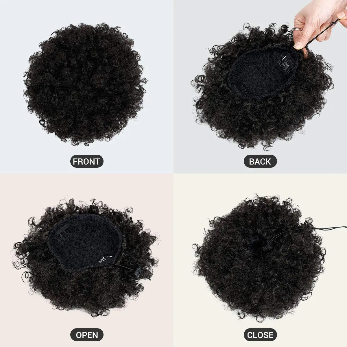 Color: T1B/Burgundy - Synthetic Big Afro Puff Drawstring Ponytail Extensions for Black Women 10Inch Kinky Curly Hair Bun Ponytail Wigs Daily Use