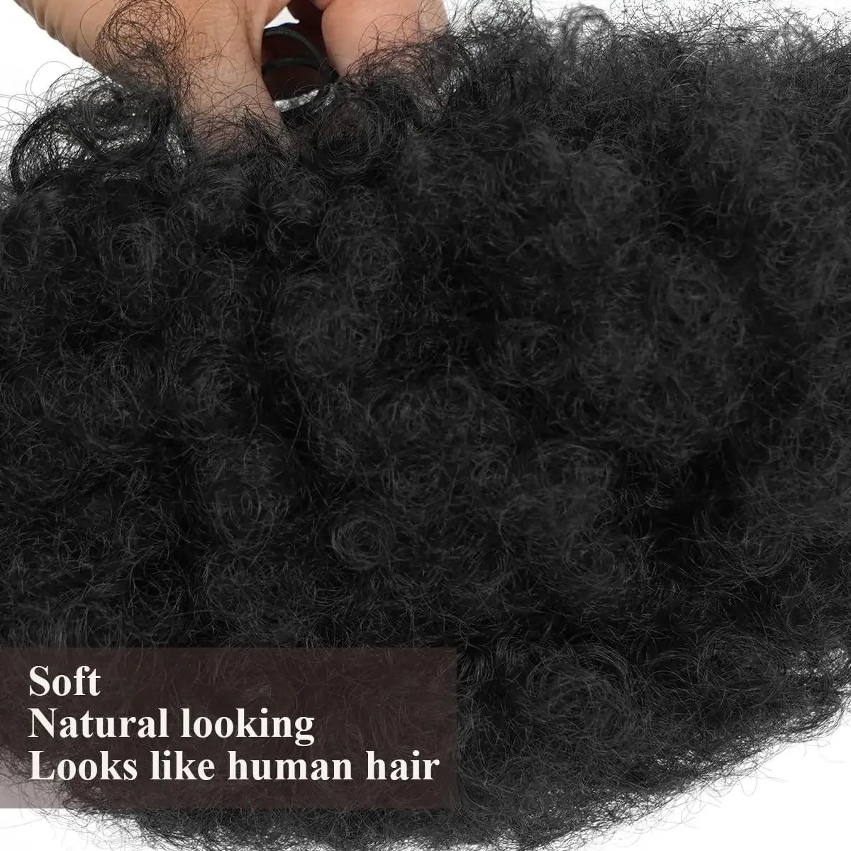 Color: T1B/Burgundy - Synthetic Big Afro Puff Drawstring Ponytail Extensions for Black Women 10Inch Kinky Curly Hair Bun Ponytail Wigs Daily Use