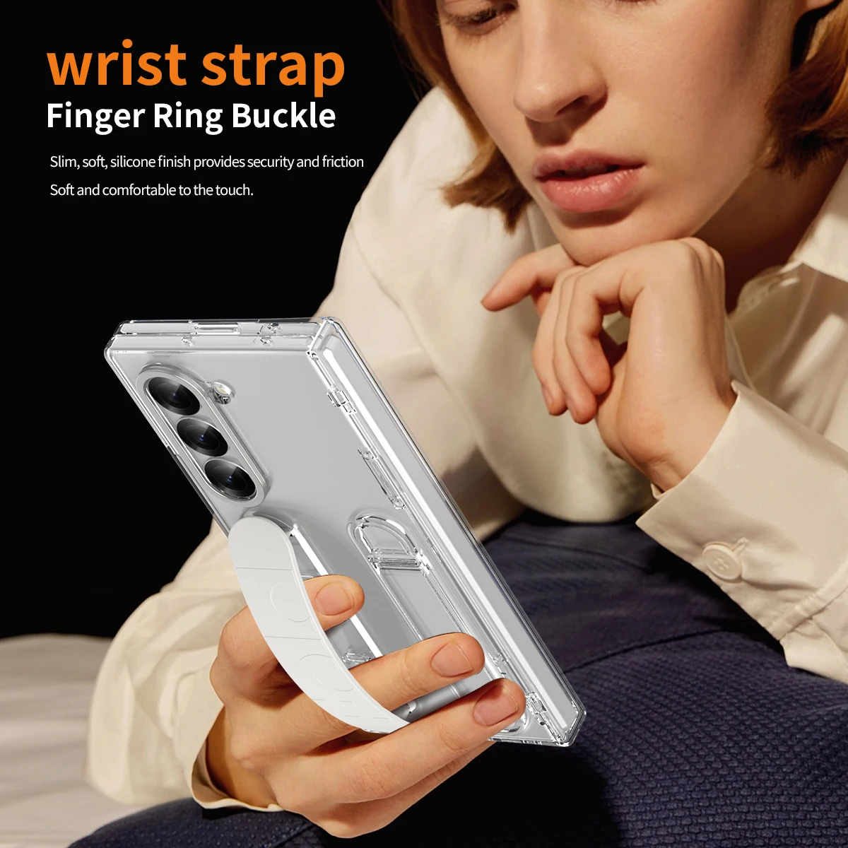 Color: Lotus root color, Material: aluminum - Touch Pen Case For Samsung Galaxy Z Fold 6 5 4 3 Skin Friendly Folding Hinge with Elastic Wrist Band Screen Tempered Film Cover