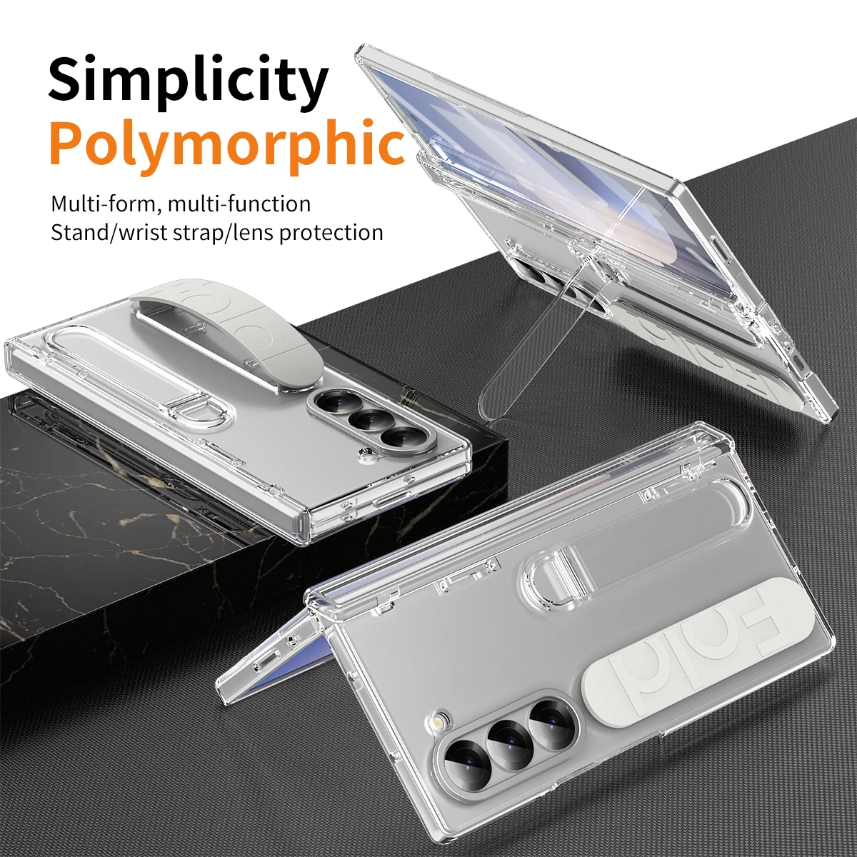 Color: Lotus root color, Material: aluminum - Touch Pen Case For Samsung Galaxy Z Fold 6 5 4 3 Skin Friendly Folding Hinge with Elastic Wrist Band Screen Tempered Film Cover