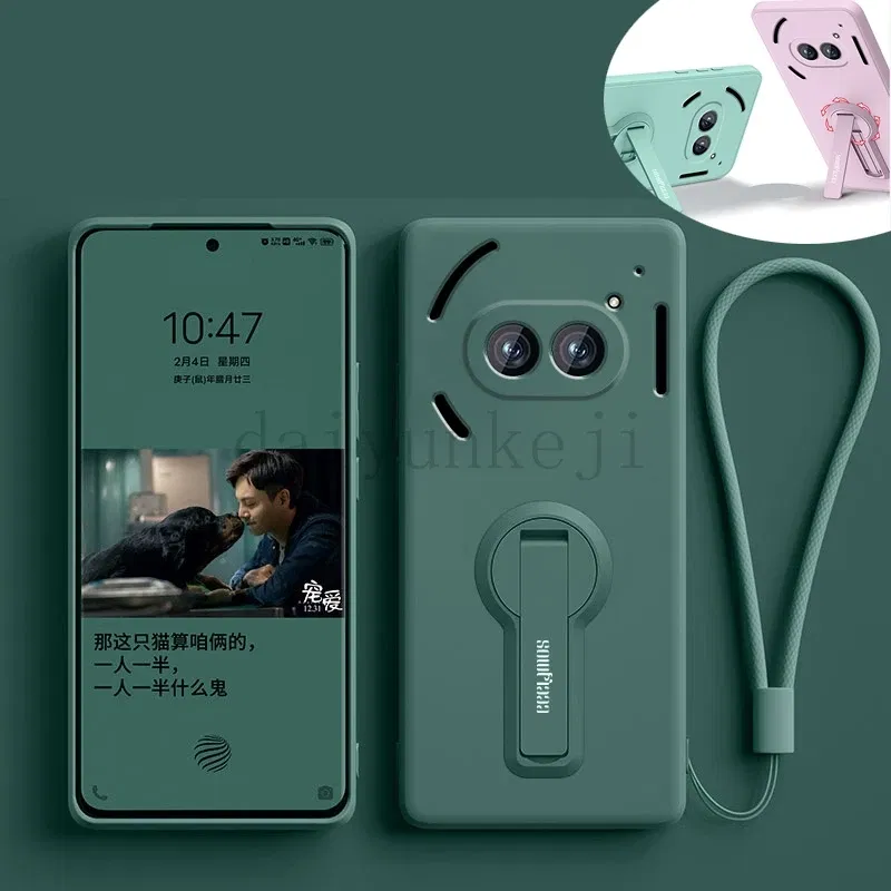 Color: black, Material: CANVAS - Liquid Silicone Case For Nothing Phone 2A Plus 3A Soft Cover Shockproof Protective Phone Case with Holder Screen Film