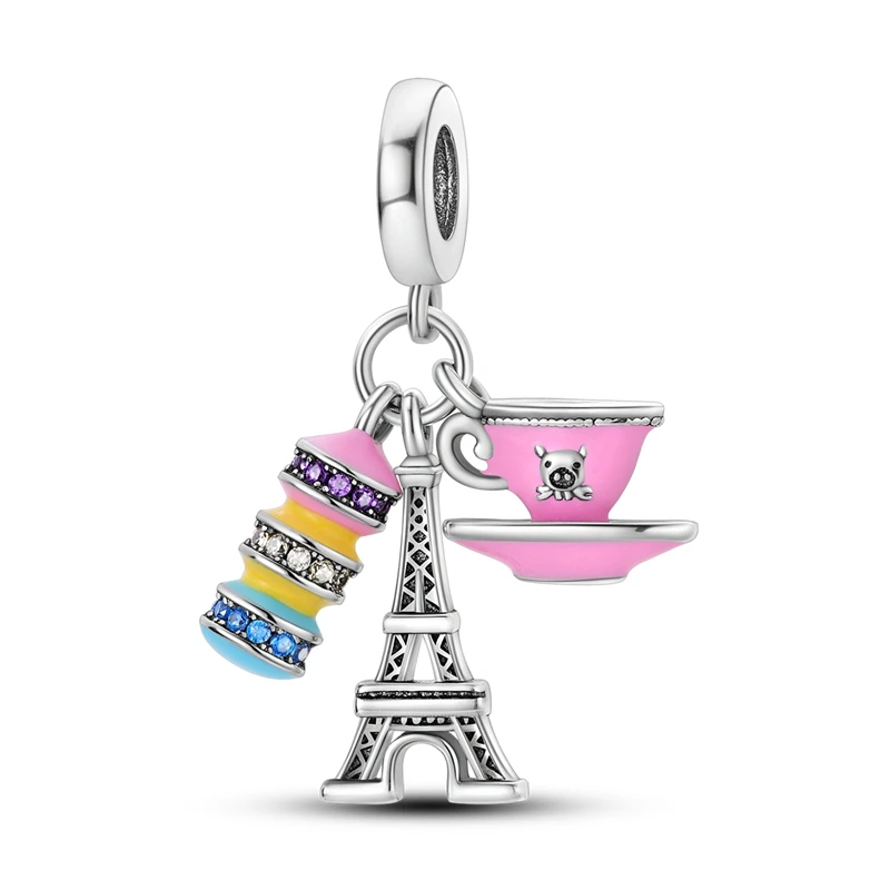 Color: GRAY - Pink Series Charms 925 Silver Perfume Butterfly Charm Beads Pendent Dangle Fit Original Pandora Charm Bracelet DIY Women Jewelr