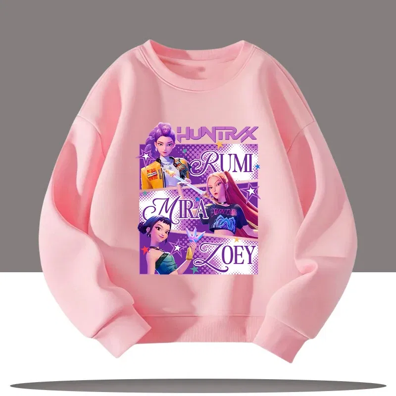 Color: PURPLE, Kid Size: 5 - K-pop Demon Hunters New Children's Round-neck Sports Shirt with Cartoon Print - 3-12 Years Old Cute Girl Casual Top
