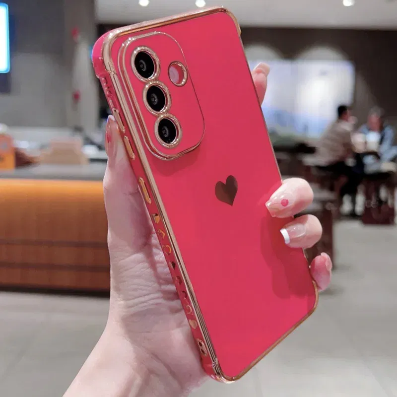 Color: Dark Grey, Compatible-Phone Models: For iPhone 15, Ships From: CHINA - Electroplating Side Love Heart Phone Case For Samsung Galaxy S25 Ultra S24 S23 S22 A16 A55 Protect Lens Shockproof Back Cover