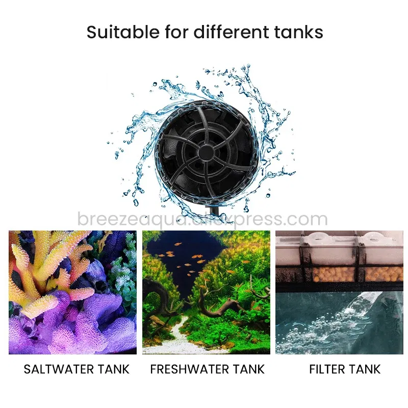 Color: GRAY, Power: 6W - ZKSJ Eco Slim 6000/10000/15000/20000/25000 DC Mini Saltwater Fish Tank Aquarium Wavemaker Pump with Controller