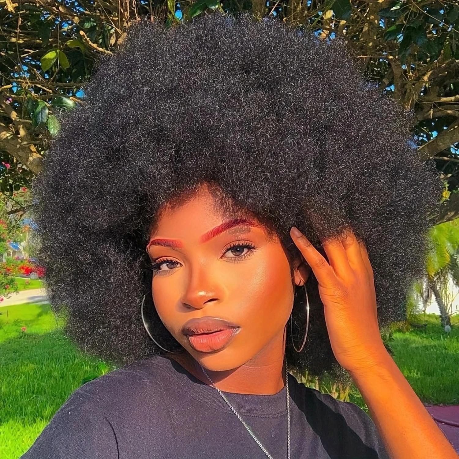 Color: #1 - Afro Wigs for Black Women 14 Inch 70s Afro Kinky Curly Bouncy Fluffy Puff Synthetic Wig Ideal for Cosplay Daily & Party