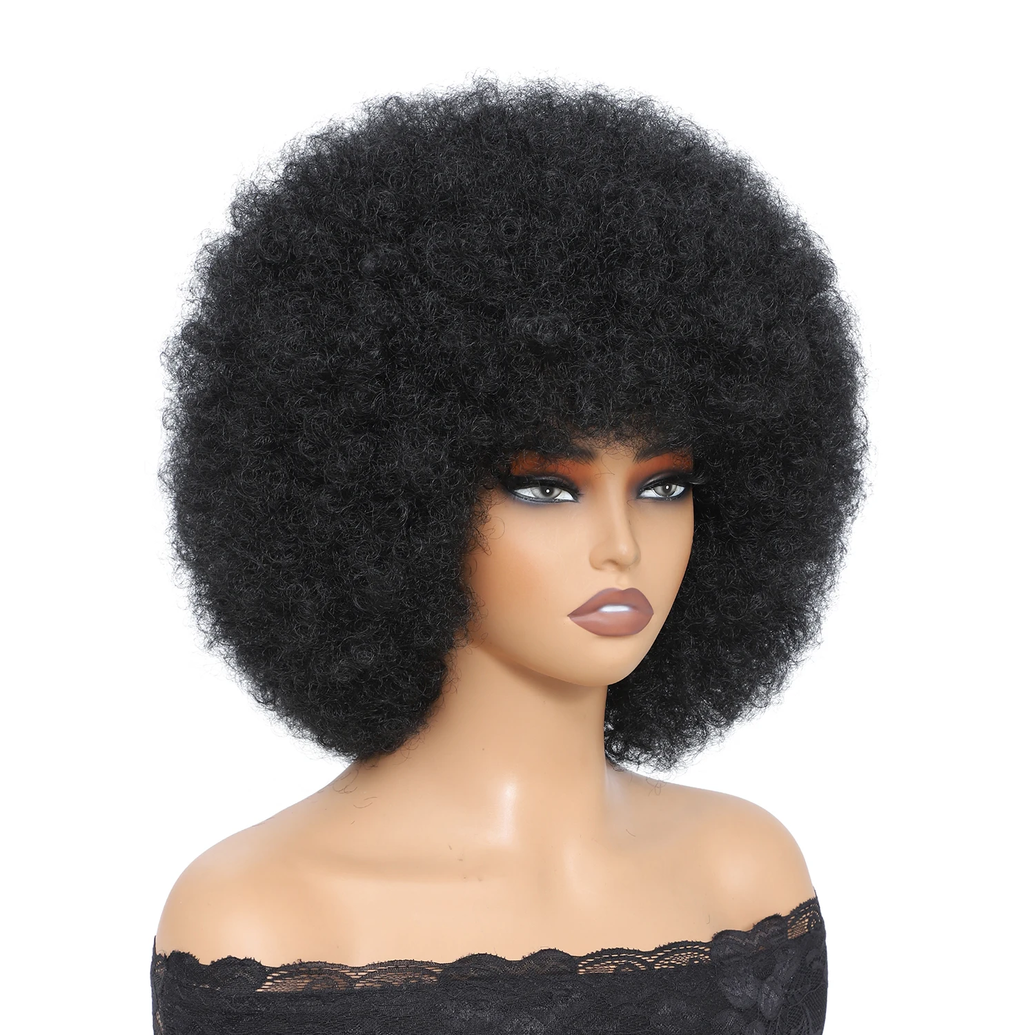 Color: #1 - Afro Wigs for Black Women 14 Inch 70s Afro Kinky Curly Bouncy Fluffy Puff Synthetic Wig Ideal for Cosplay Daily & Party