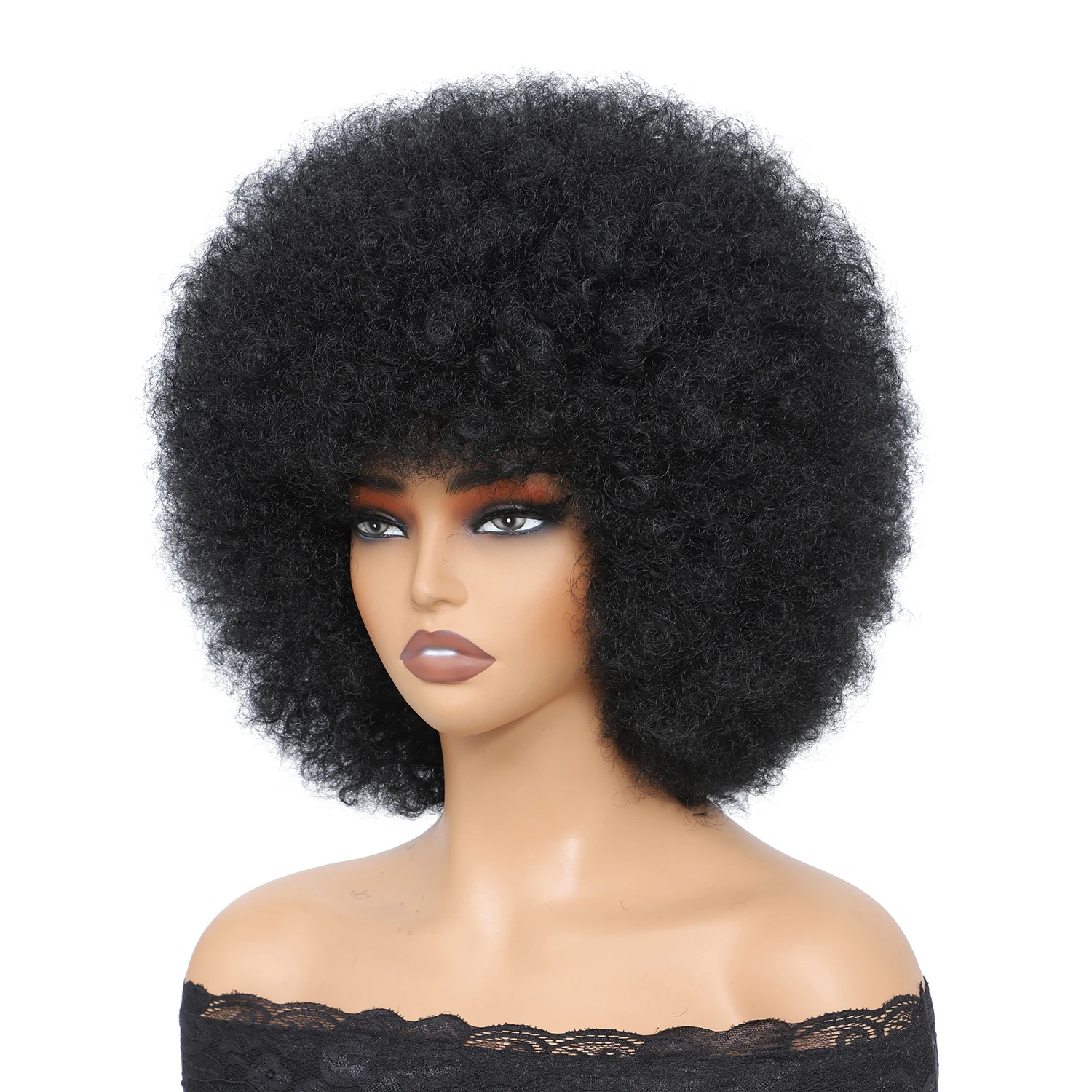 Color: #1 - Afro Wigs for Black Women 14 Inch 70s Afro Kinky Curly Bouncy Fluffy Puff Synthetic Wig Ideal for Cosplay Daily & Party