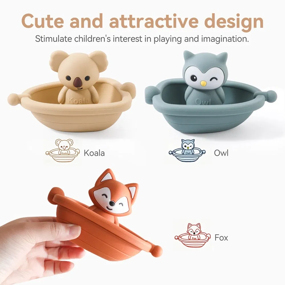 Color: GRAY - Baby Bath Toys Animal Silicone Cartoon Astronauts Play With Water Toys Baby Silicone Sprinkler Bathtub Toy No BPA Swim Bathroom