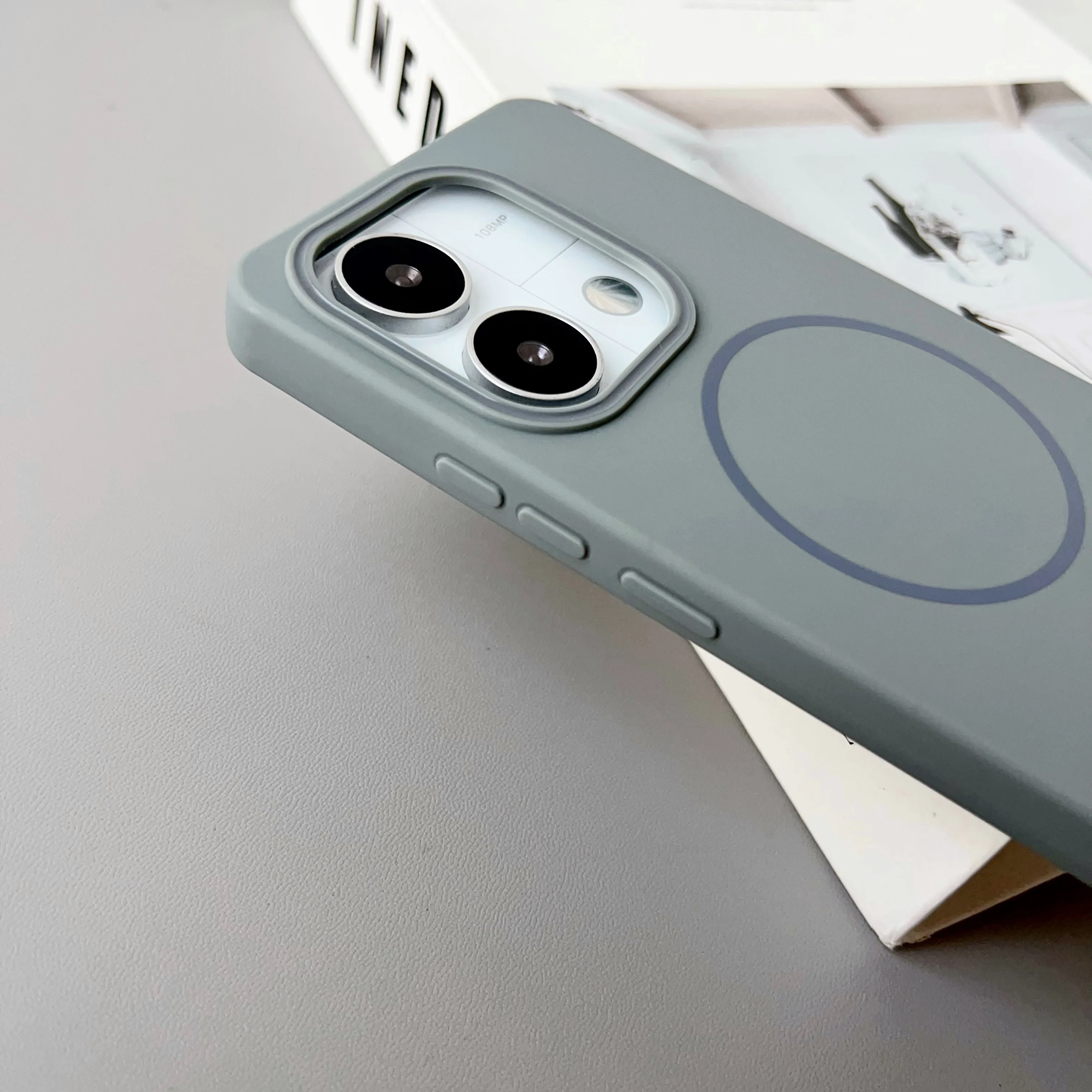 Color: Blue, Compatibility by Model: Redmi Note 14 Pro 4G (Global) - NEW  For Redmi Note 14 13 Pro A4 A5 4G 5G skin sensitive original thin circle magnetic solid color phone protective case