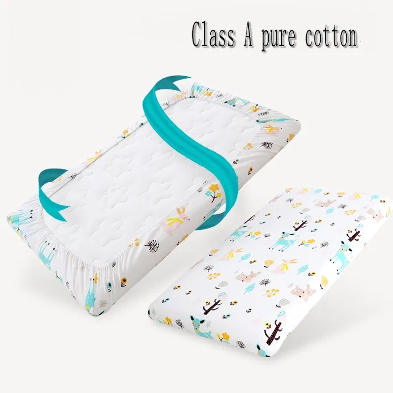 Color: Yellow - 130cm * 70cm Cotton Crib Top Baby Bed Cover Child Infant Newborn Mattress Cover Twill Cotton Bedding