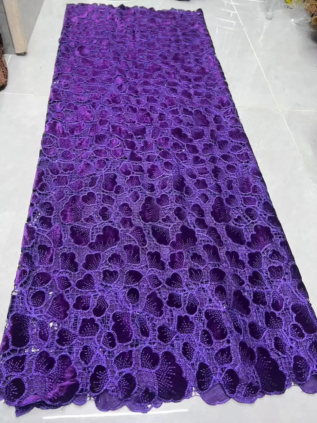 Color: Beige, Width: 120cm, Length: 5 yards - Highest Quality Original Korea Velvet Lace African Guipure Cord Suede Fabric Modern Traditional Events Celebrants Flannel Dress