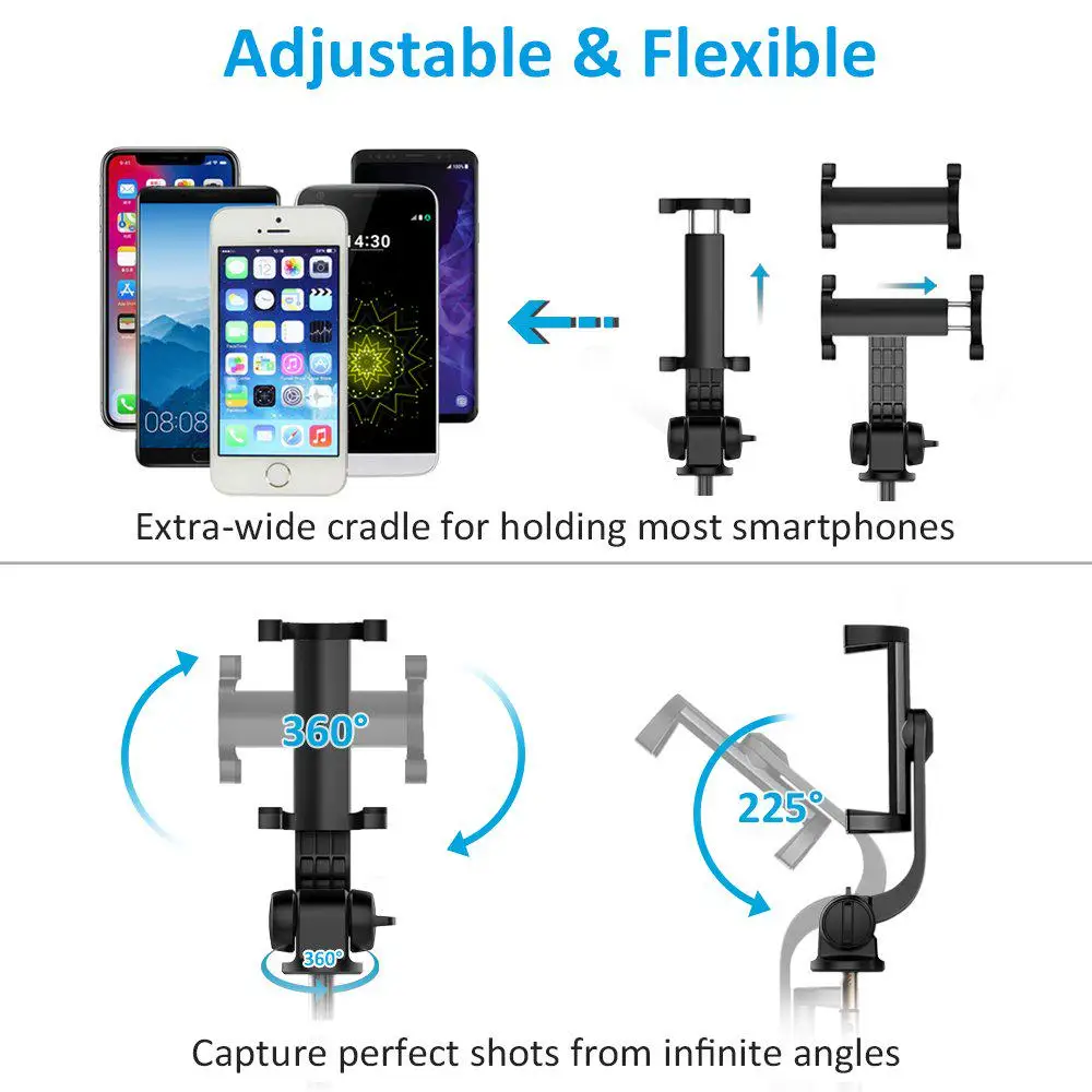 Color: WHITE - Mobile Phone Selfie Stick Tripod Stand Holder For iPhone 15 Pro Max 14 Xiaomi Redmi Huawei Honor Samsung Smartphone Accessories