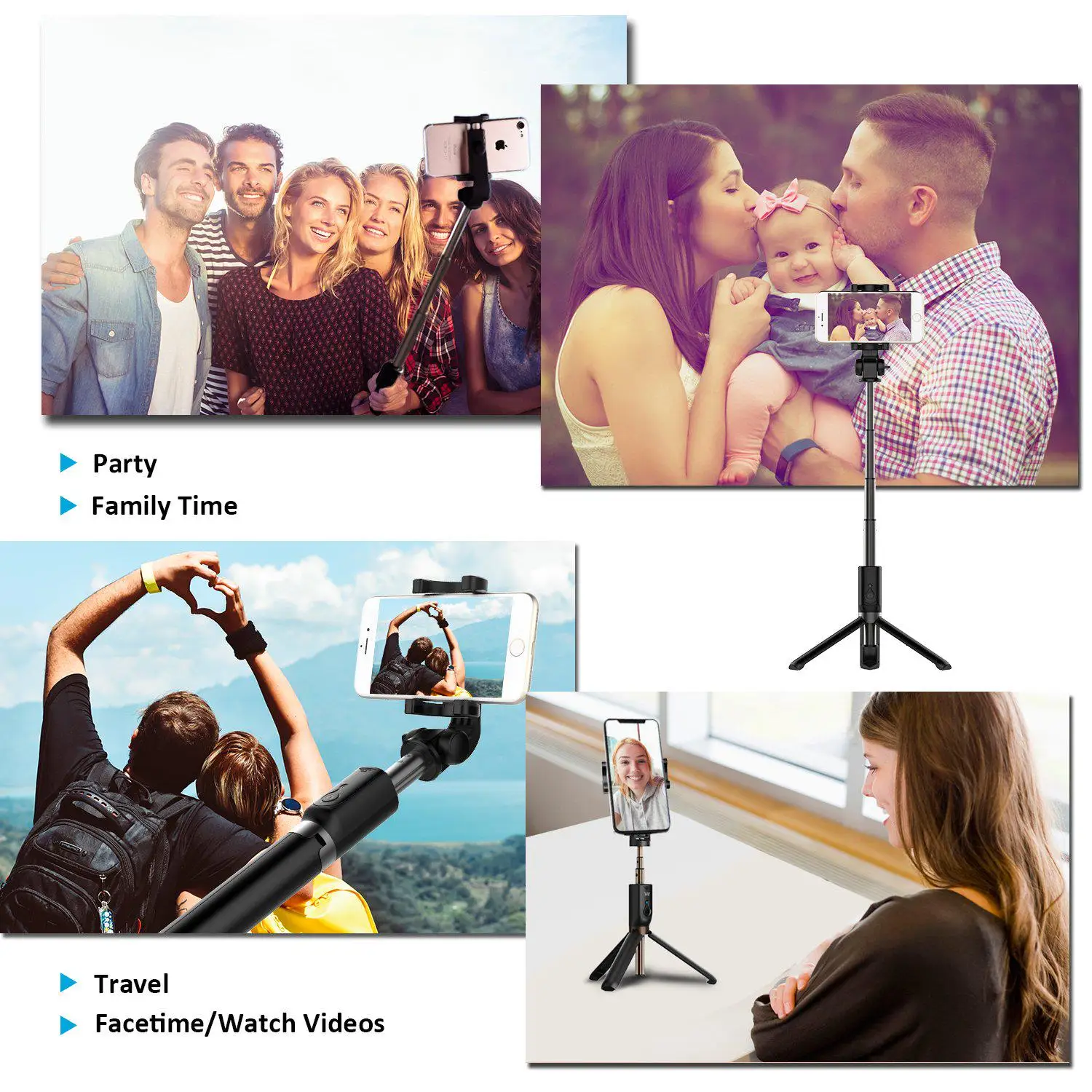 Color: WHITE - Mobile Phone Selfie Stick Tripod Stand Holder For iPhone 15 Pro Max 14 Xiaomi Redmi Huawei Honor Samsung Smartphone Accessories