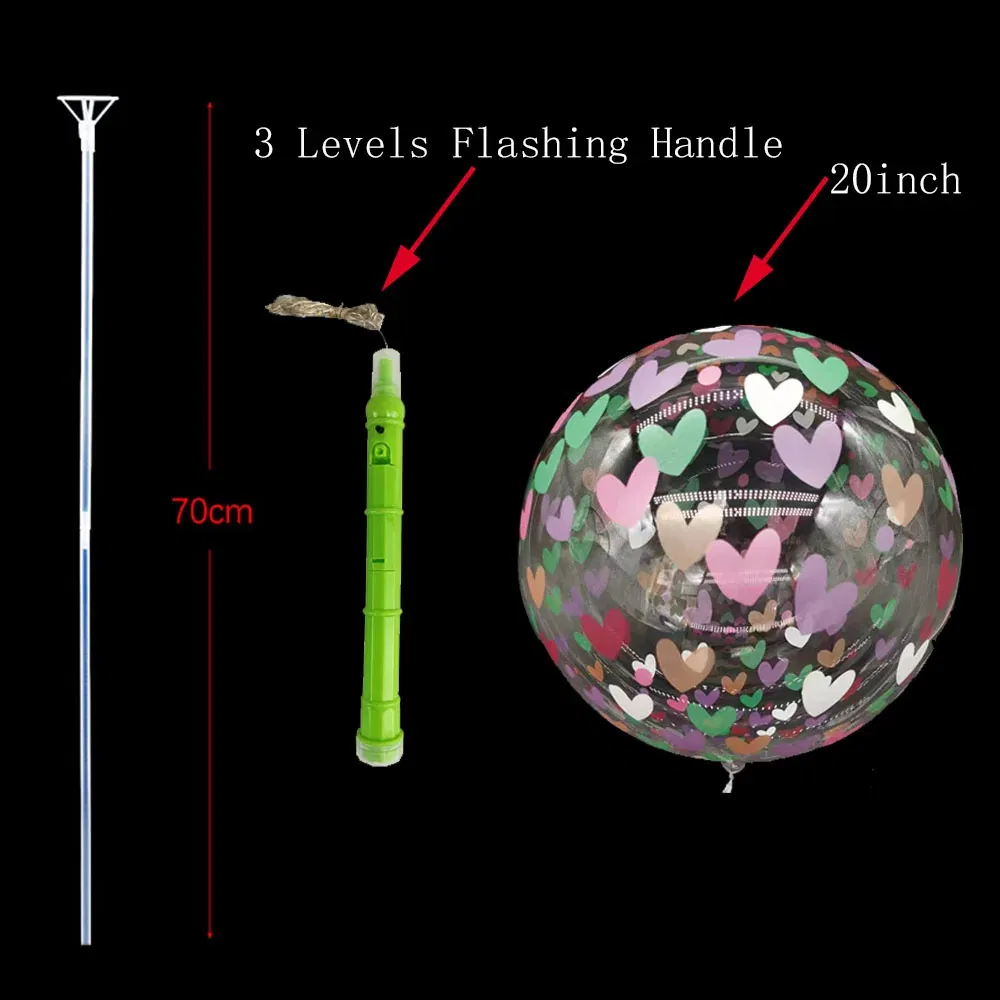 Color: army green, Ballon Size: 10inch, Shape: Number - 1/5/10/20/30pcs LED Light Up BoBo Balloons Colorful 3 Levels Flashing Handle 20 Inches Bubble Balloon 70cm Stick