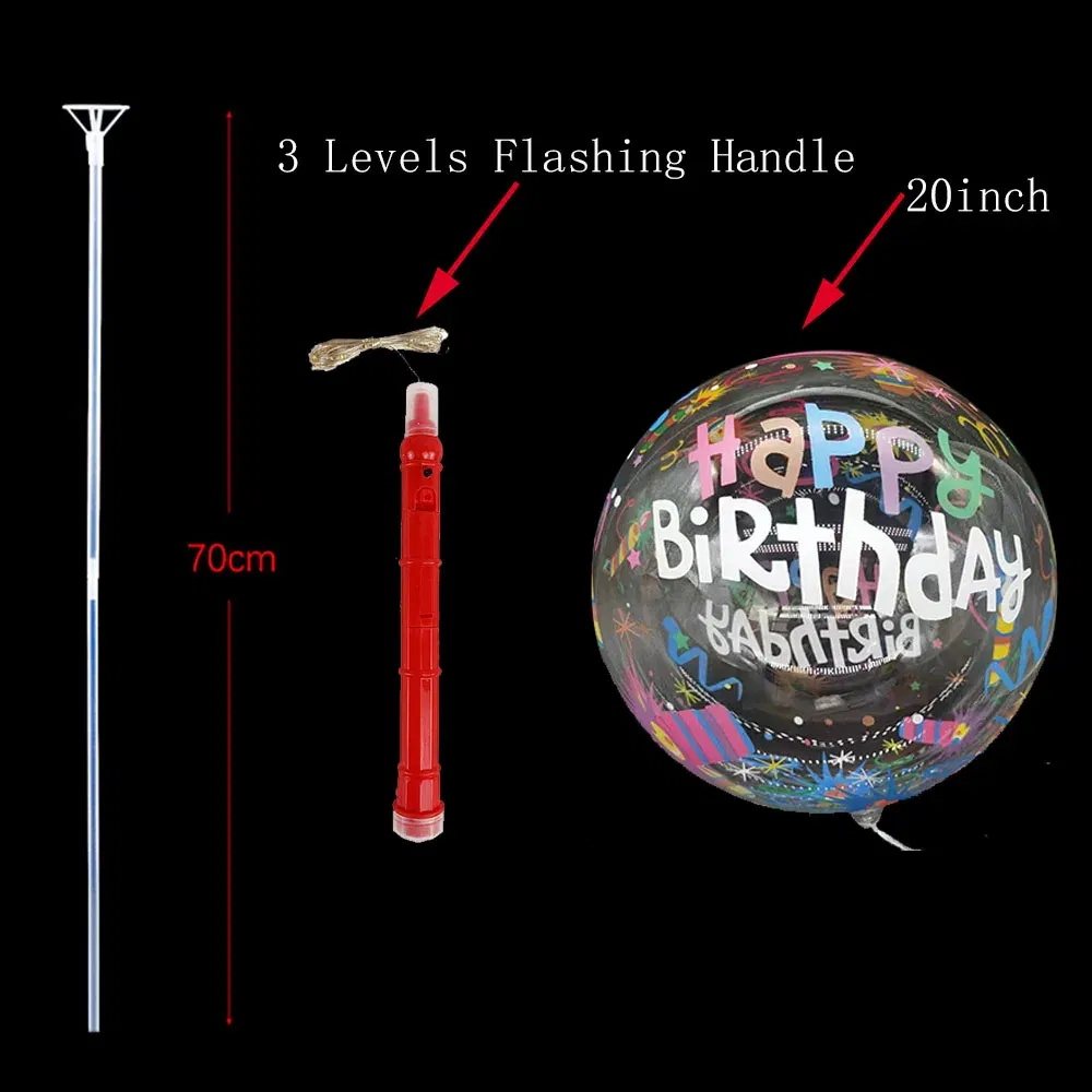 Color: Deep Sapphire, Ballon Size: 10inch, Shape: Number - 1/5/10/20/30pcs LED Light Up BoBo Balloons Colorful 3 Levels Flashing Handle 20 Inches Bubble Balloon 70cm Stick