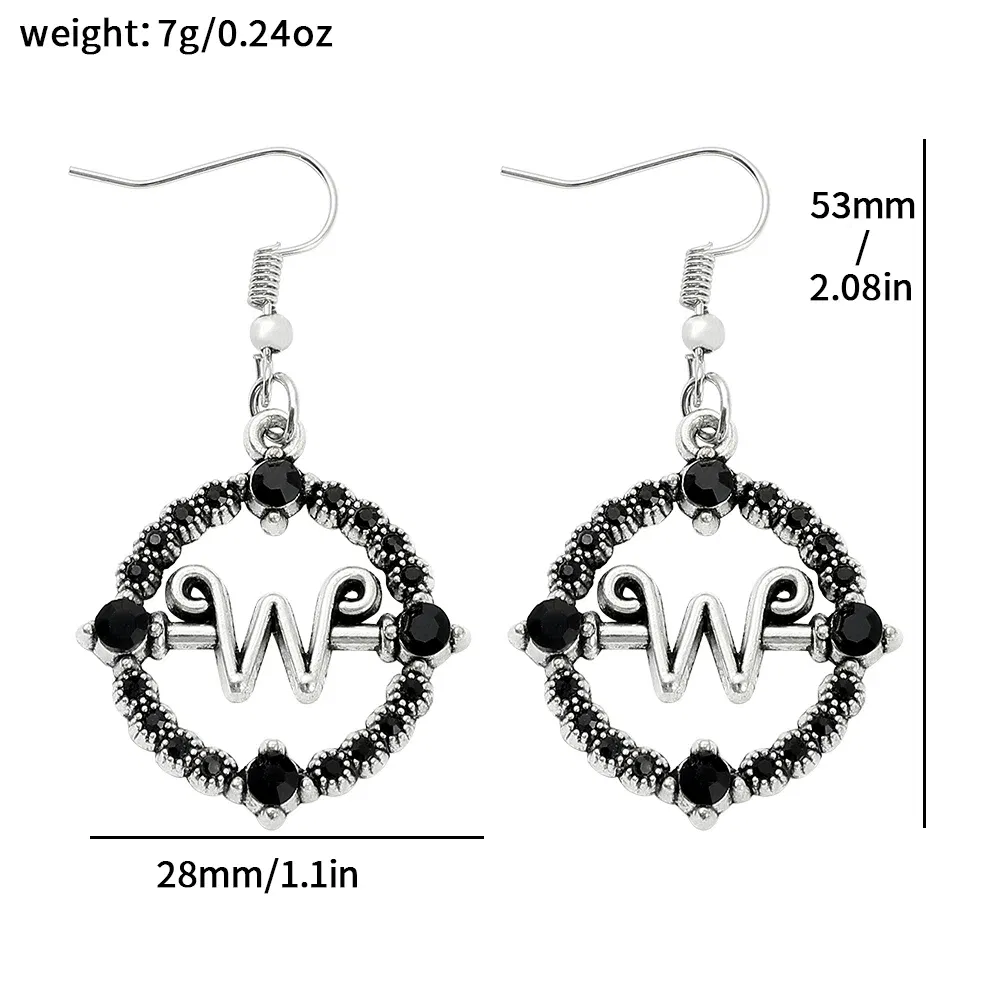 Metal Color: Hot Stamping, Ships From: CHINA - Trend TV Wednesday Addams Earrings Cosplay Props Thing Hand Letter W Pendant Ear Drop Earrings for Women Jewelry Accessories