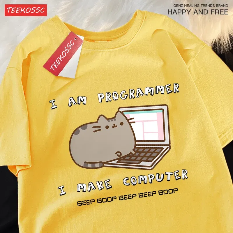 Color: Dark Grey, Size: XXL - I Am Programmer I Make Computer Mens T Shirts Summer Cotton T-Shirt Oversized Loose Short Sleeve Crewneck Tee Clothes Fashion