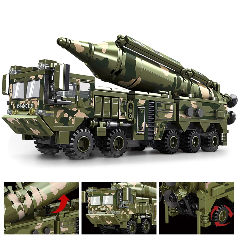 Missile Vehicle Building Blocks WWII Military Truck Brick Tank Building Blocks Missile Launcher Model Boys Toys Kids Toys